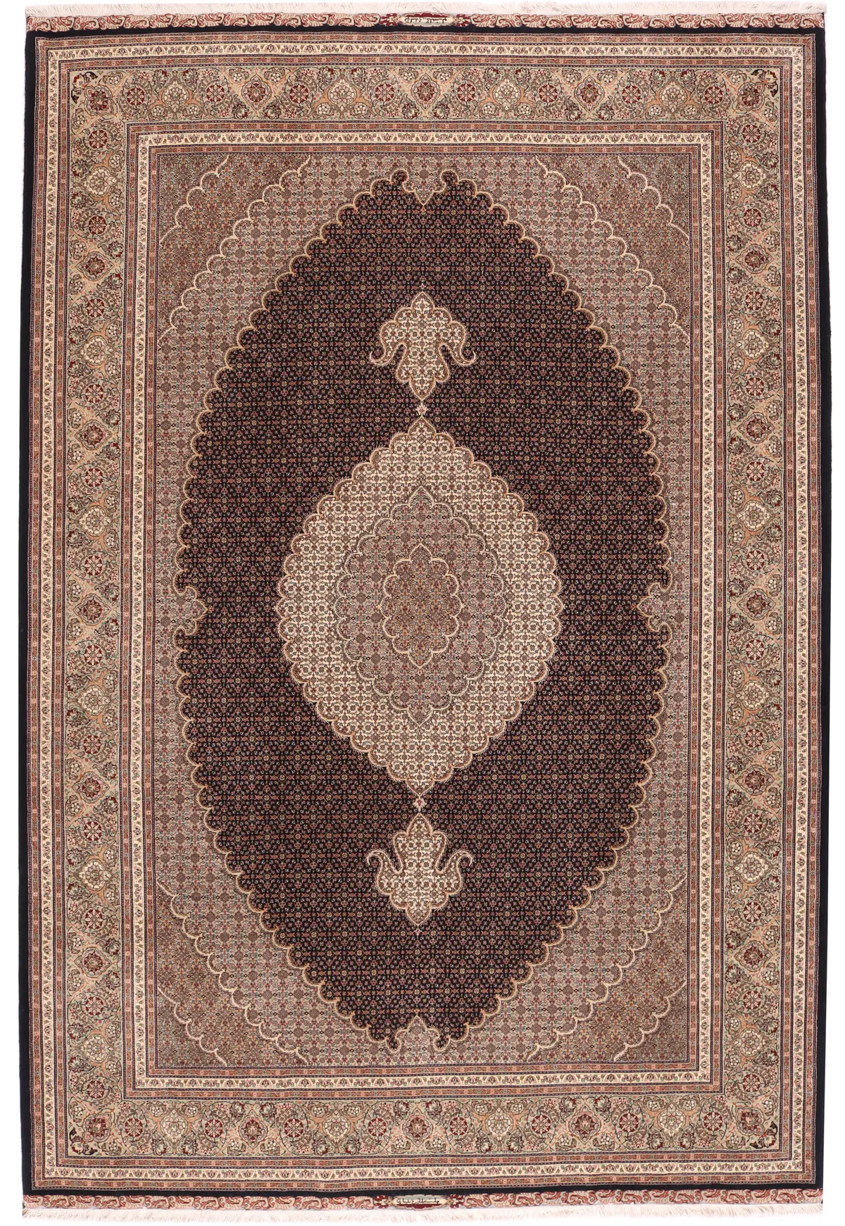 Persian Tabriz Mahi rug with silk highlights, 314 × 205 cm