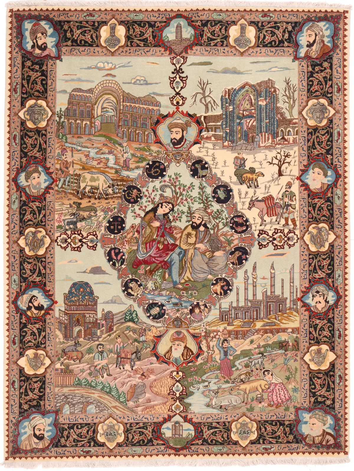 Tabriz Four Seasons Design, 198 × 150 cm