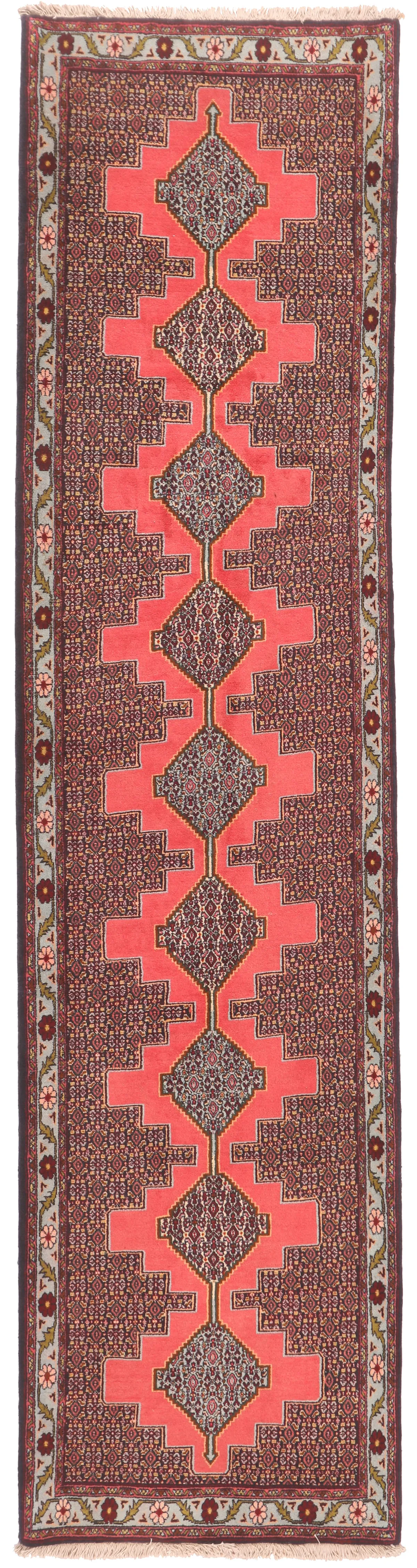 Persian Sanandaj Runner Rug, 360 × 90 cm
