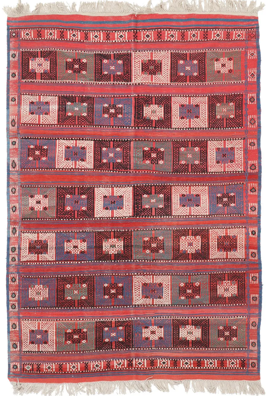 Geometric Tribal Kurdi Gouchan Rug, 198 × 136 cm