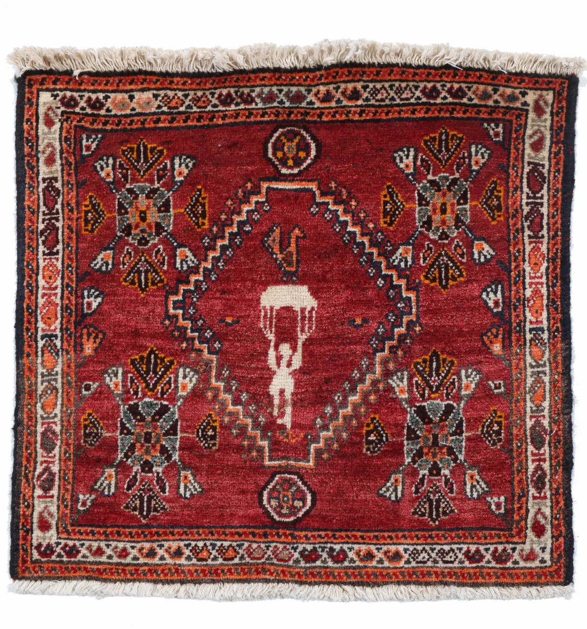 Antique Kashgai bag face design of a parachout, 55 × 60 cm