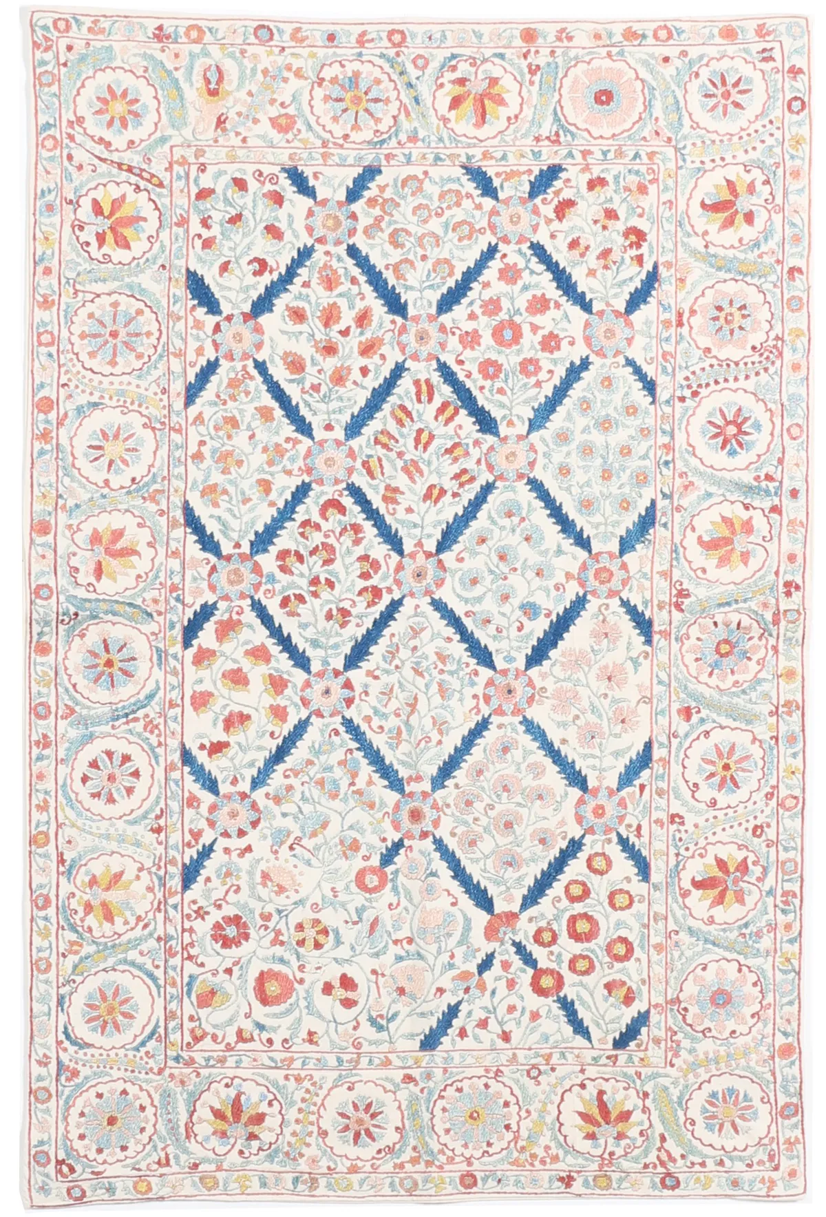 Suzani Silk Uzbek embroidery textile in, 110 × 72 cm