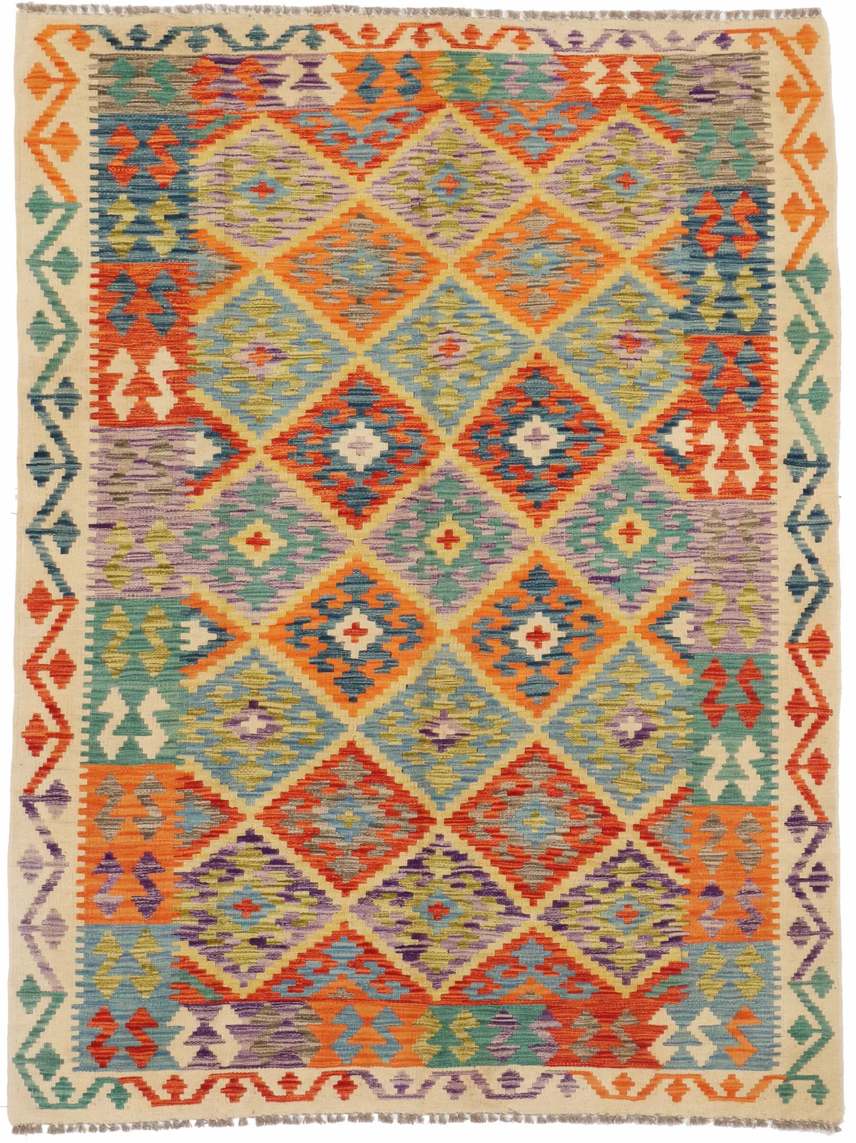 Cream Shirvan Kilim in, 215 × 158 cm