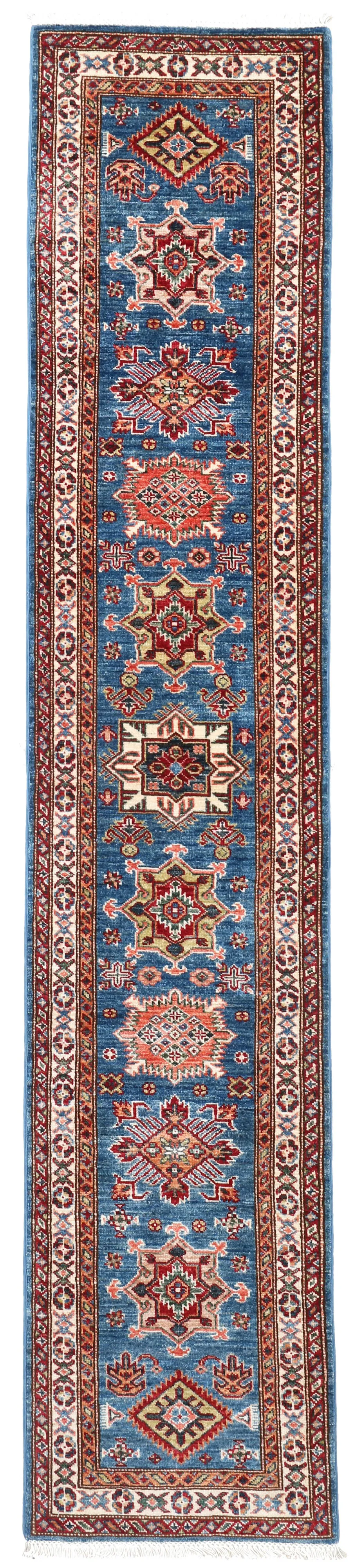 Kazak Design Blue Runner, 231 × 61 cm