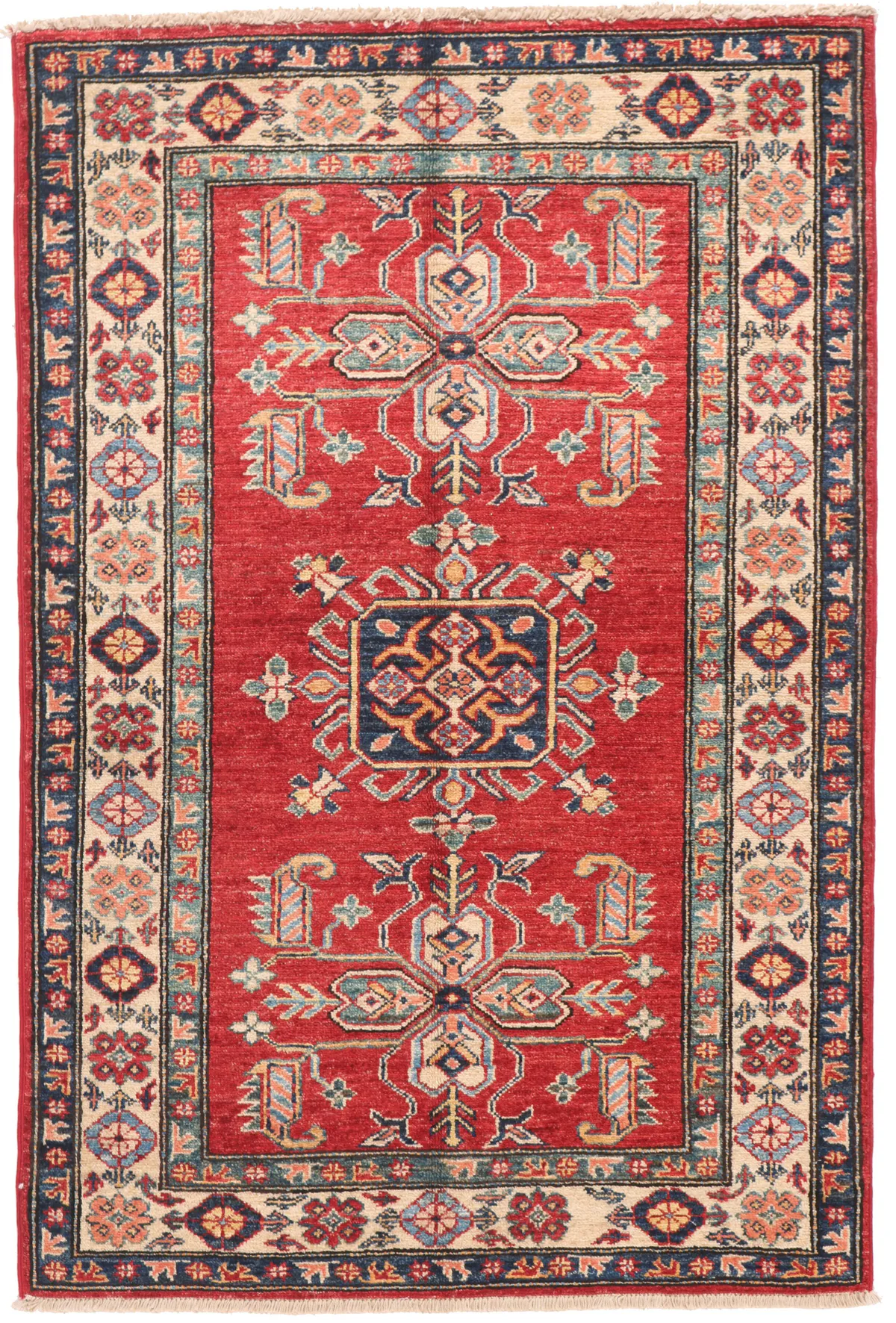Caucasian Kazak design rug red 4'5 x 3, 135 × 91 cm