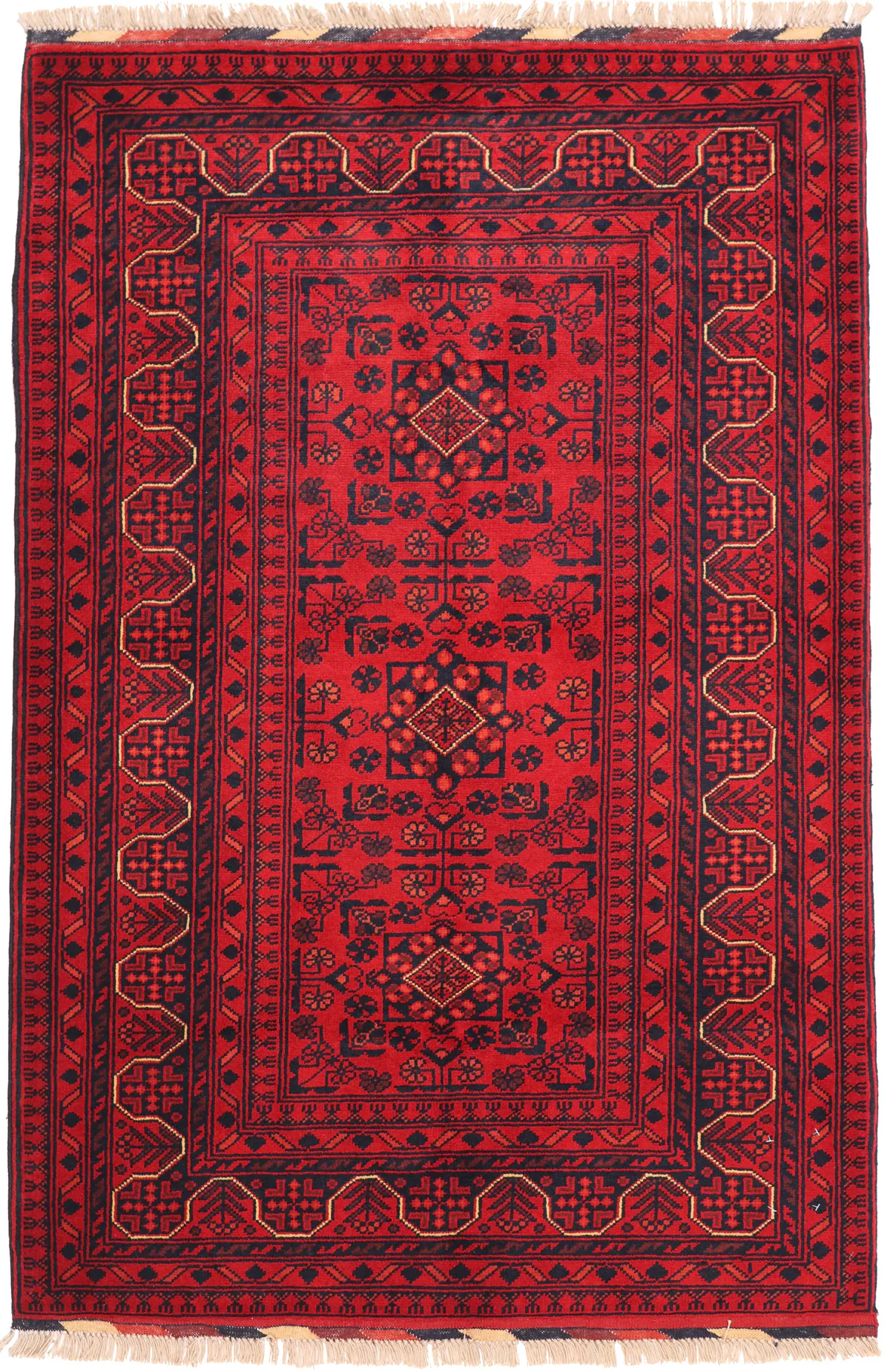 Khal Mohammad Afghan Rug – Hand Knotted Wool,, 152 × 101 cm
