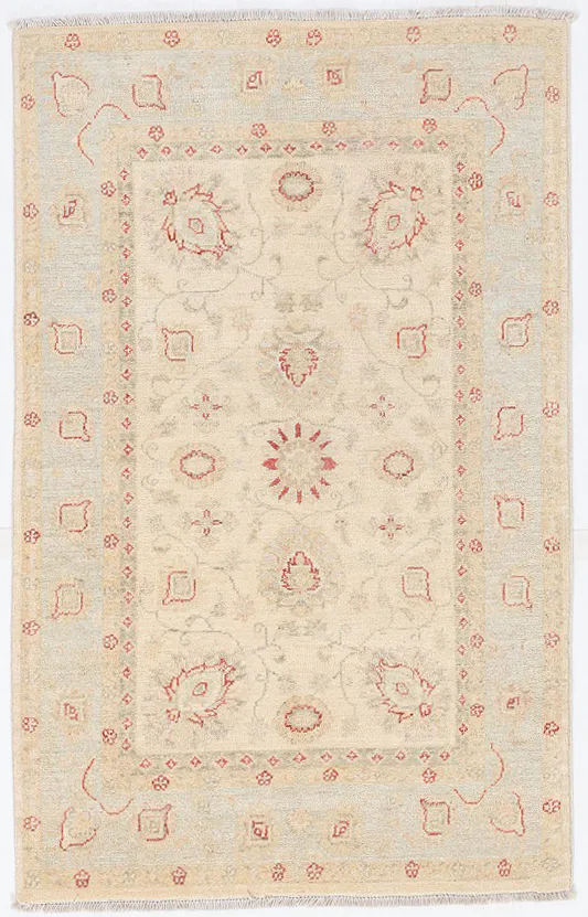 Garous Rug in Beige with red pattern, 148 × 94 cm