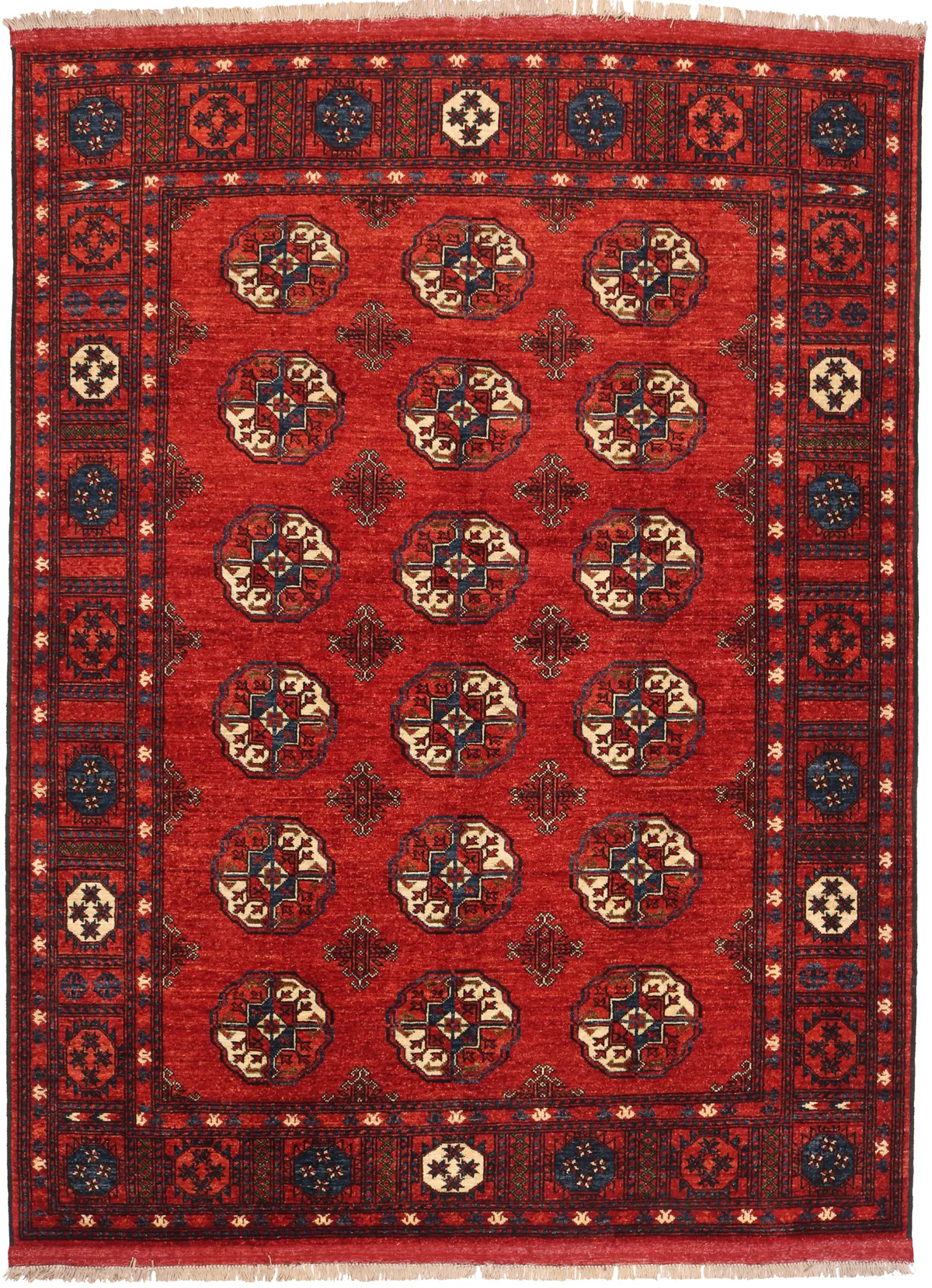 Ersari design Hand Knotted Afghan rug 6'1 x 8, 245 × 185 cm