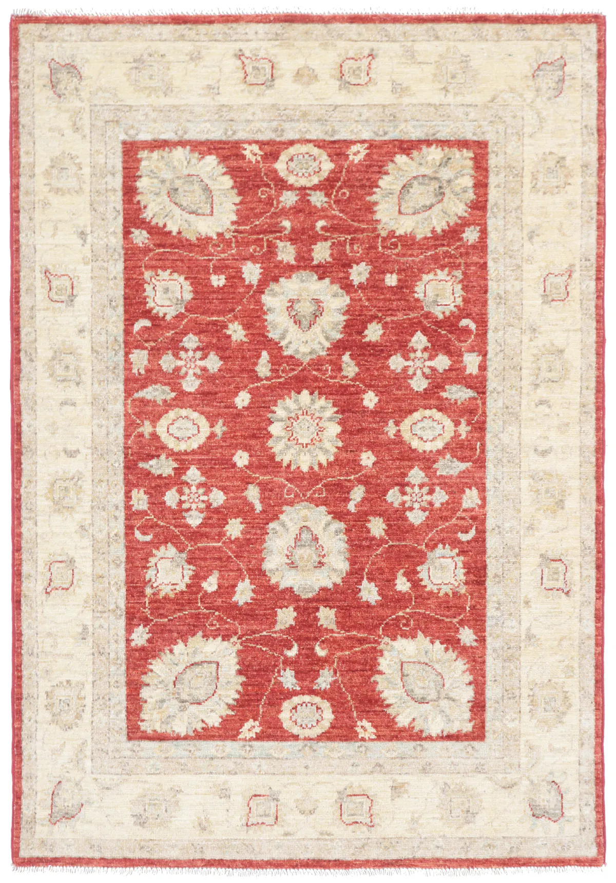 Garous Ziegler Red Rug with Beige Border, 147 × 99 cm