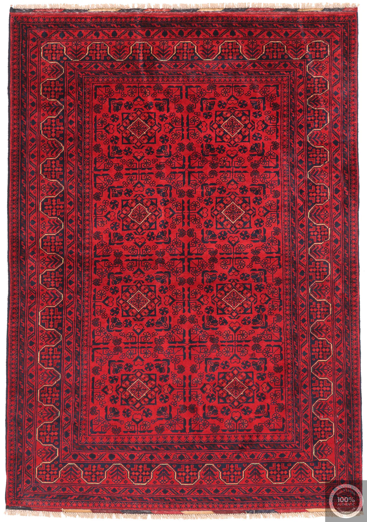 Khal Mohammadi Afghan Hand-Knotted Wool Rug in 5'8 x 4, 177 × 121 cm