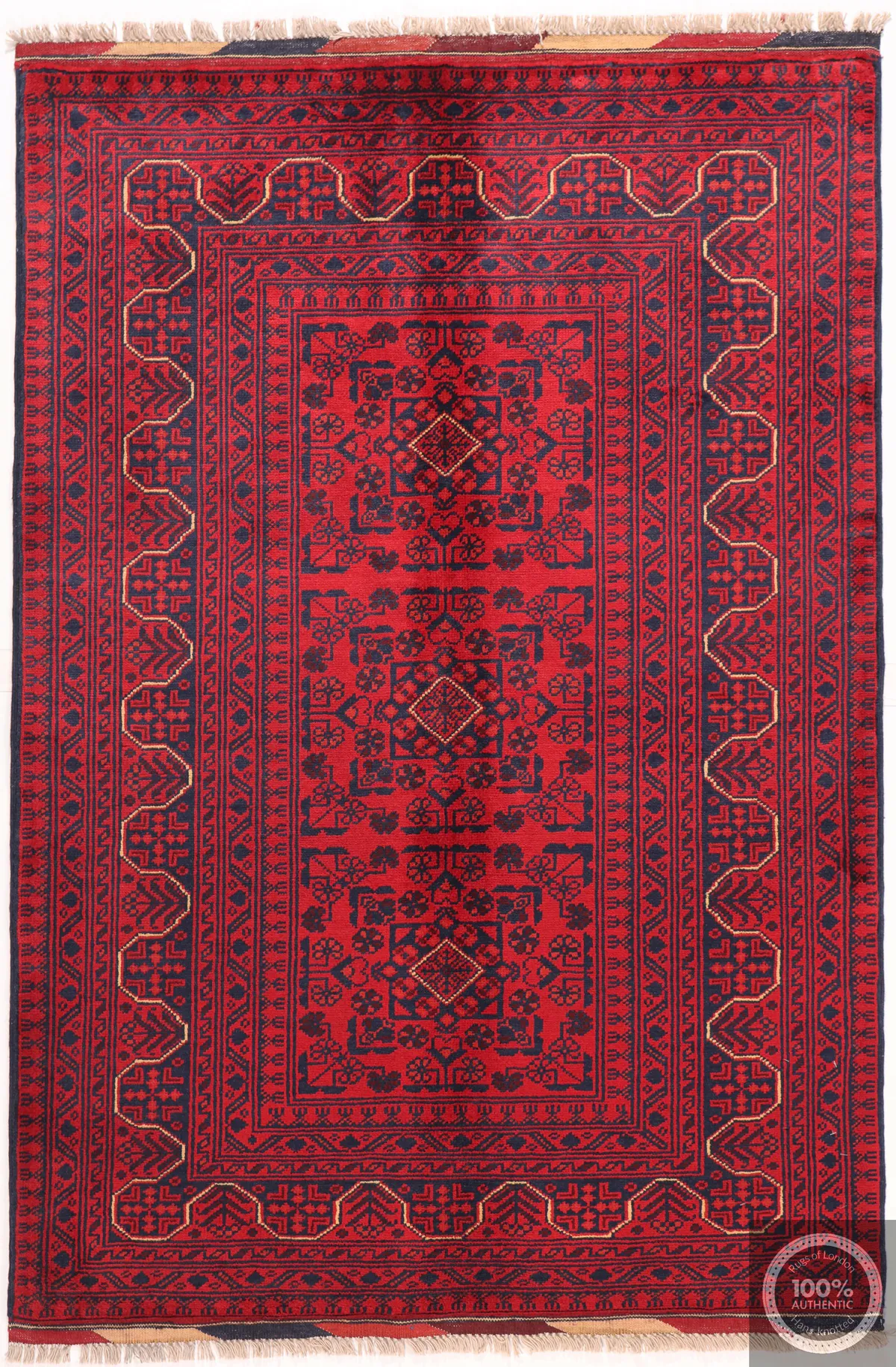 Khal Mohammadi Afghan Hand-Knotted Wool Rug in 5 x 3'3, 155 × 102 cm