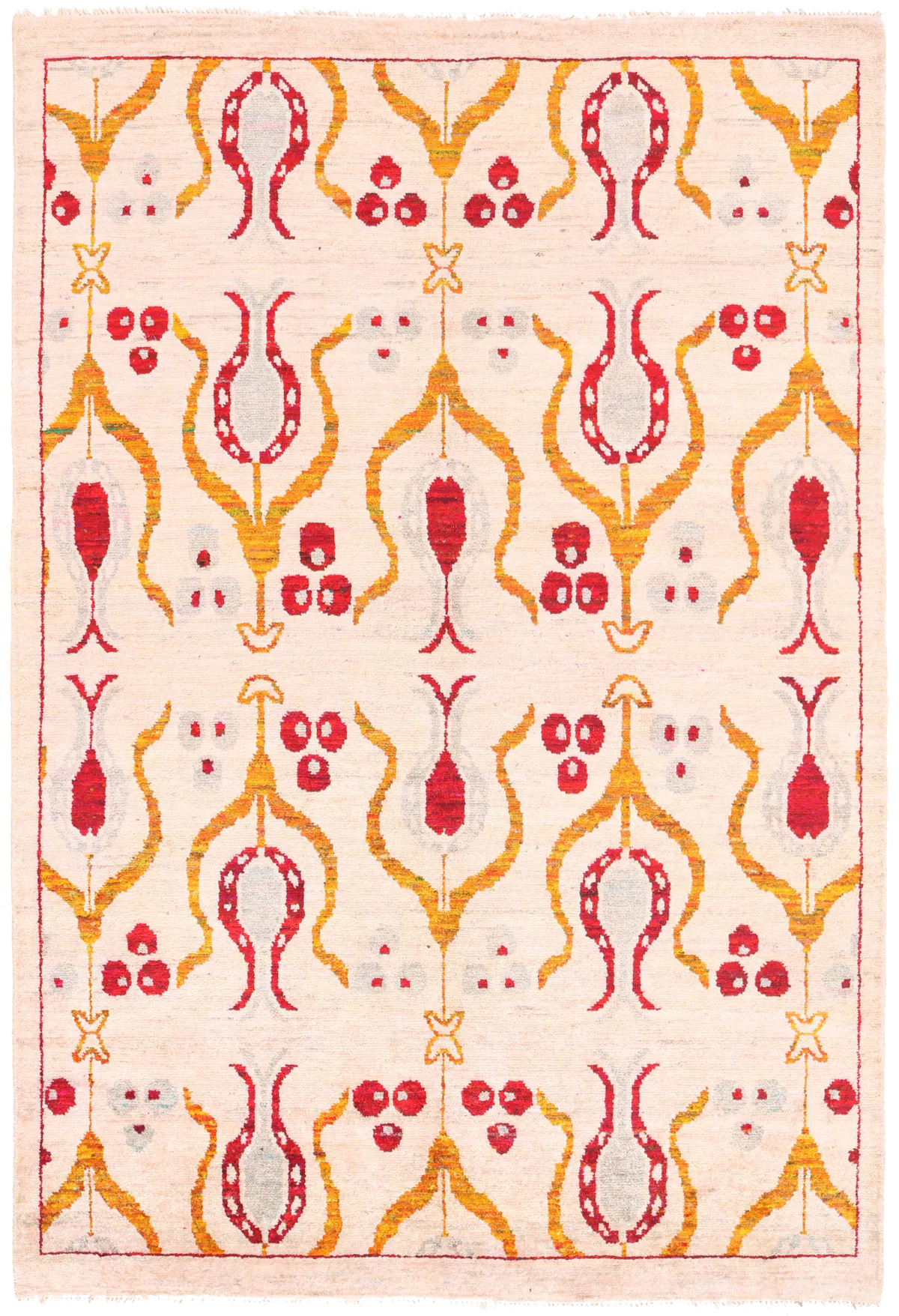 Hand-Knotted Sari Silk Beige Fine Rug, 238 × 164 cm