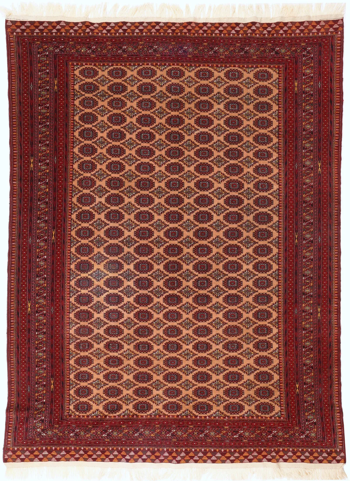 Fine Afghan Design Rug in Red, 345 × 258 cm