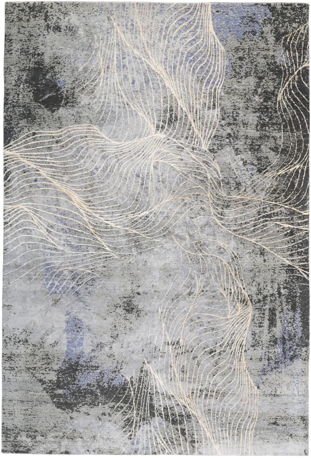 Modern Part Silk in Grey & black, 300 × 203 cm