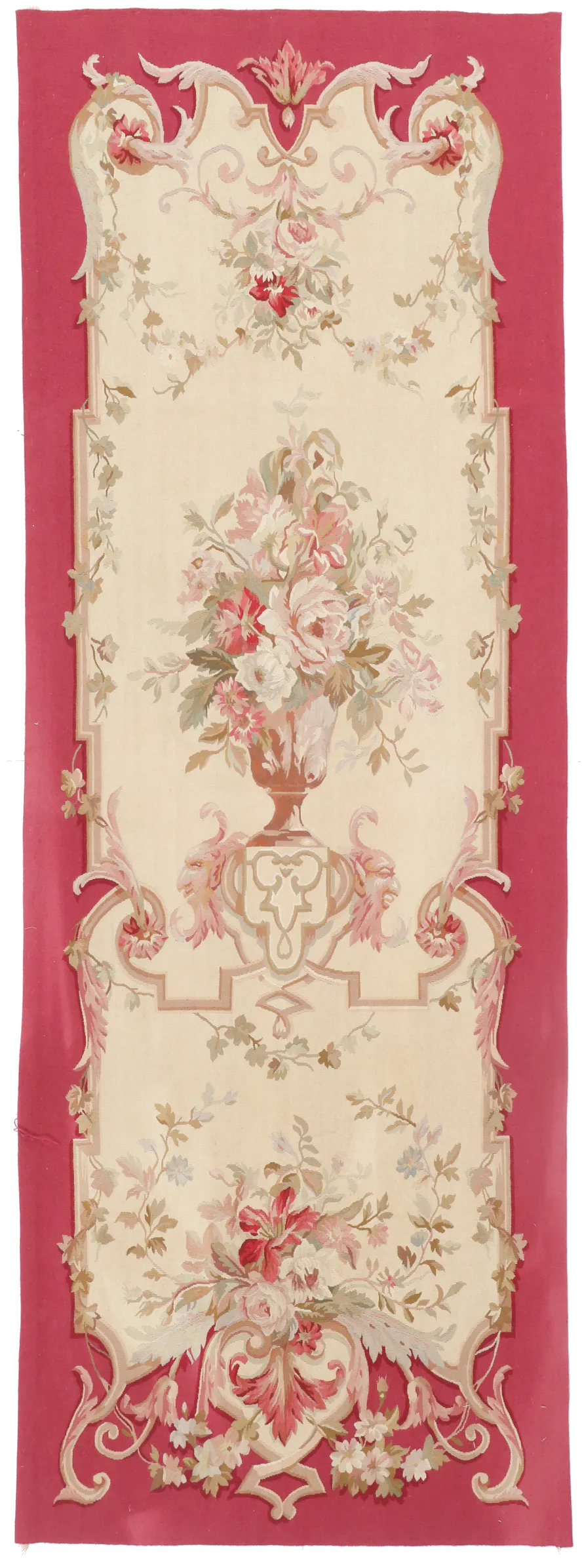 Aubusson Red Runner, 247 × 88 cm