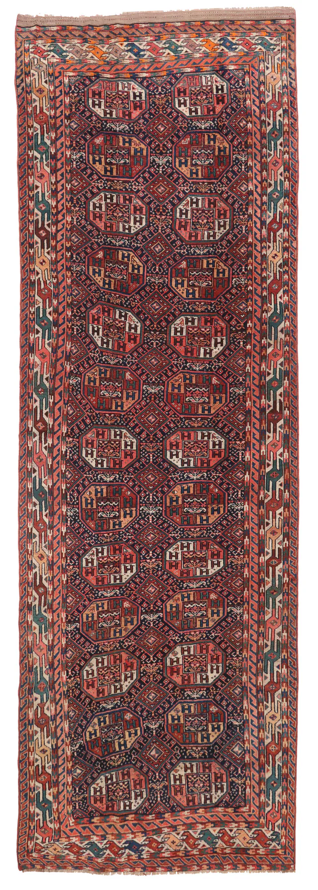 Antique Kurdi Ghouchan Runner – 13.5 x 6.2, 590 × 190 cm