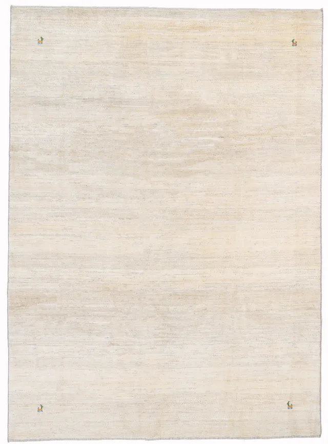Plain Modern Gabbeh Rug in Beige, 293 × 210 cm