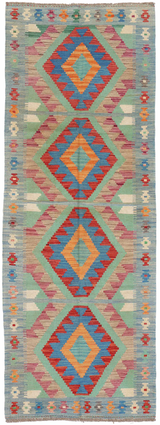 Shirvan Design Blue Runner, 246 × 90 cm