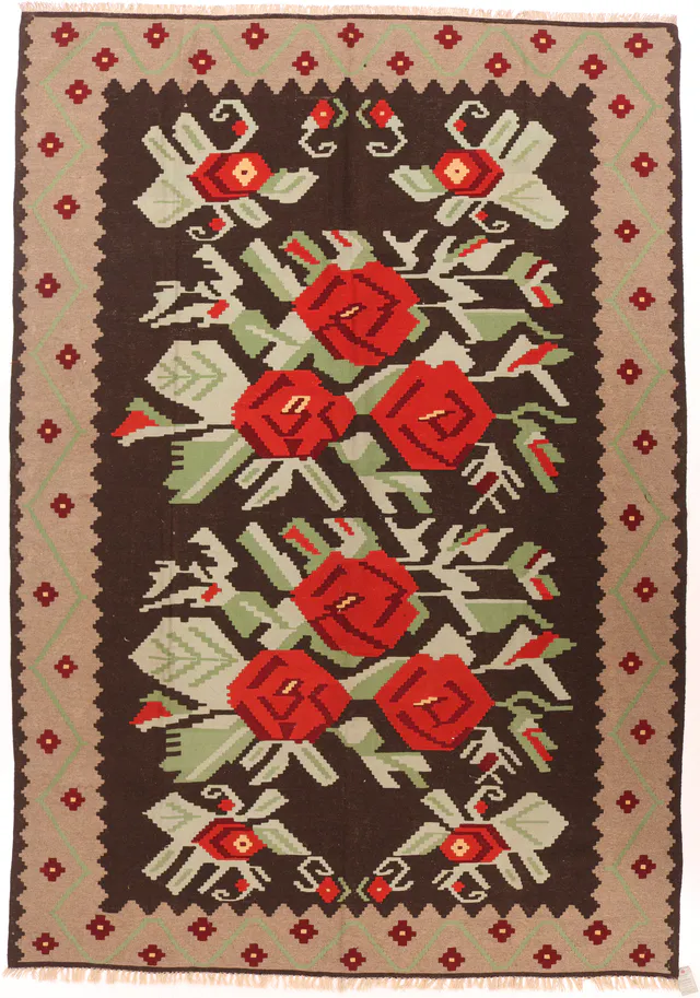 Karabagh Kilim in Rose floral pattern, 342 × 235 cm