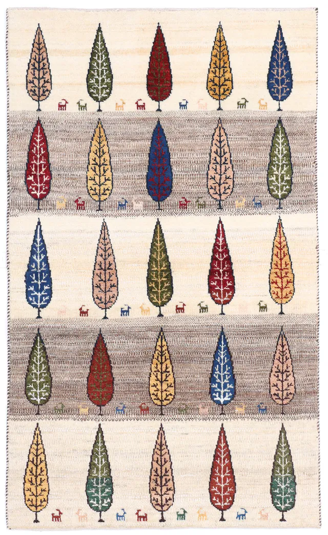Gabbeh Tree Design Rug, 165 × 100 cm