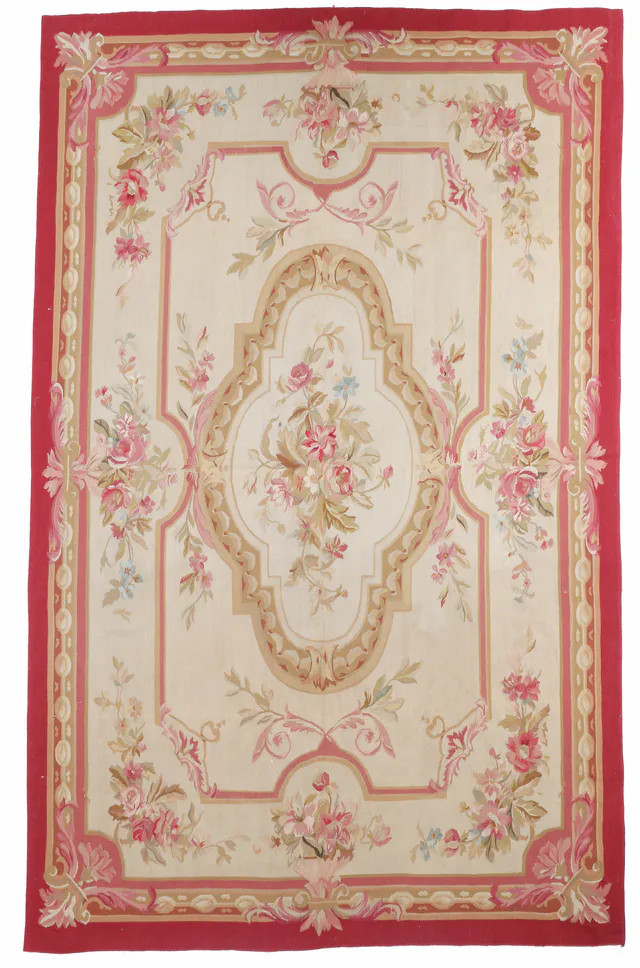 Floral Medallion Aubusson Design Rug, 276 × 174 cm