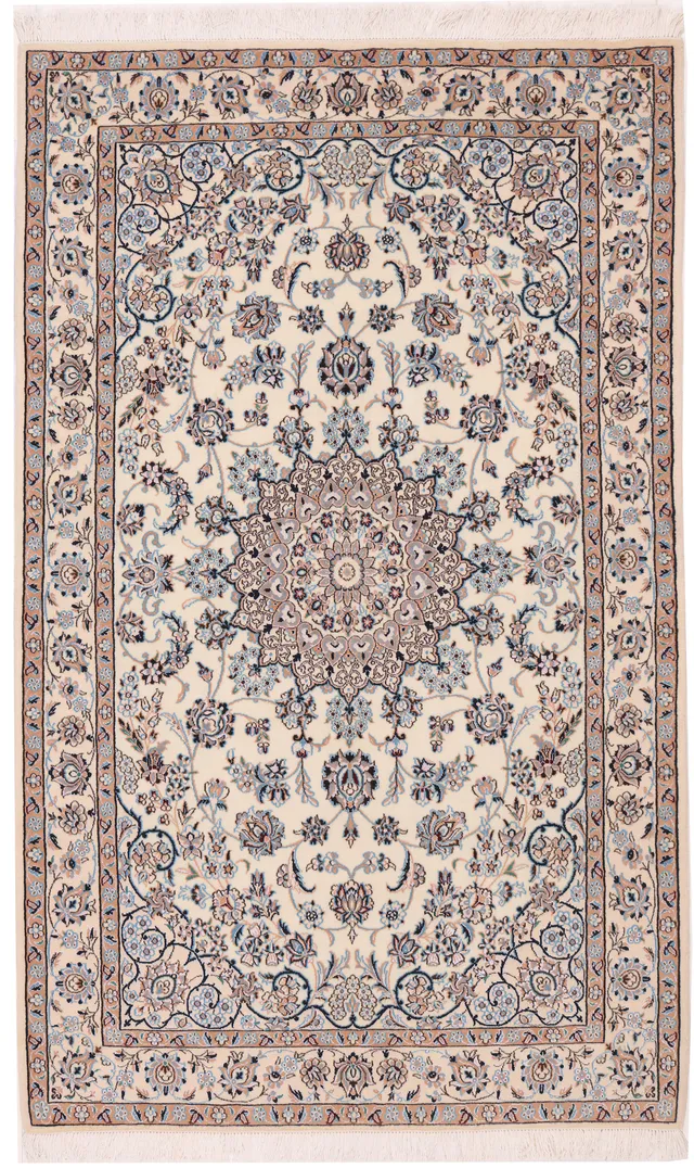 Persian Fine Nain 9 La With Silk Highlights, 215 × 130 cm