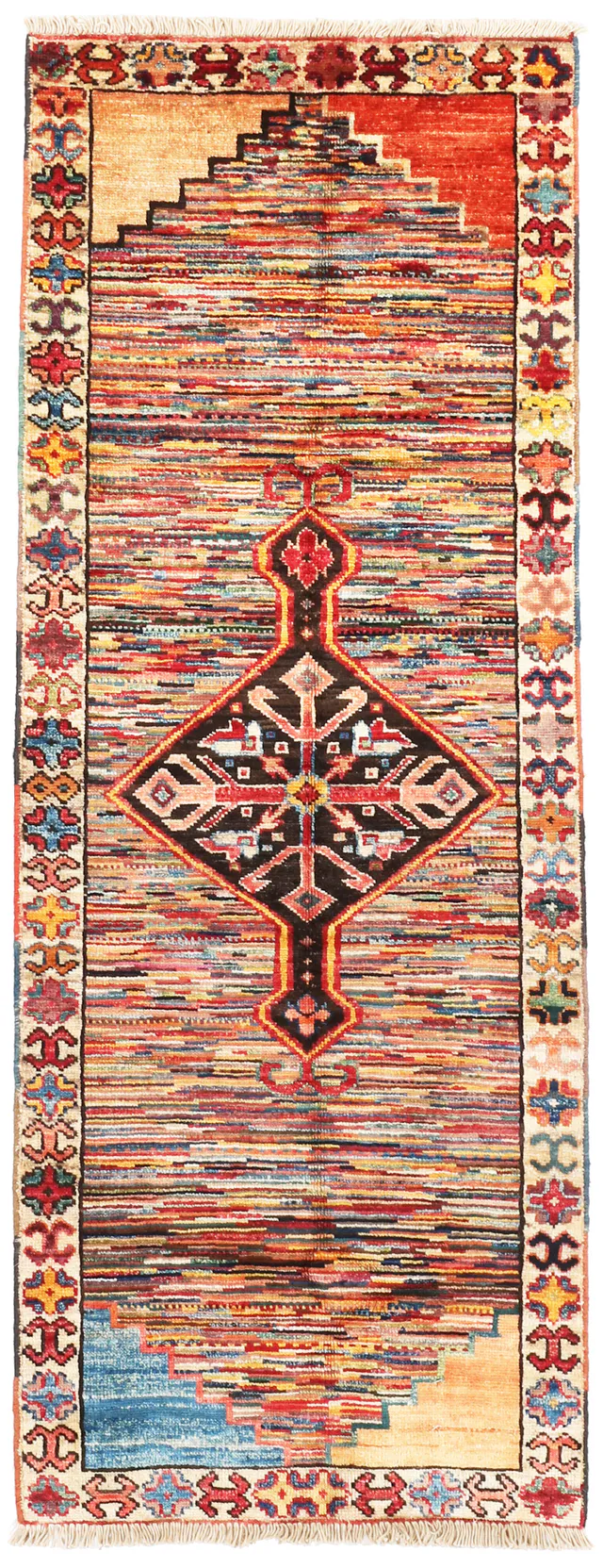 Multicolor Fine Shirvan Design Runner, 161 × 62 cm