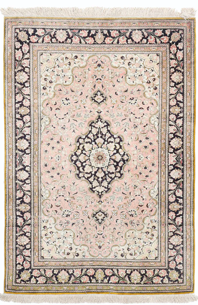 Persian Fine Qum Silk Rug – 5 x 3'4, 154 × 105 cm