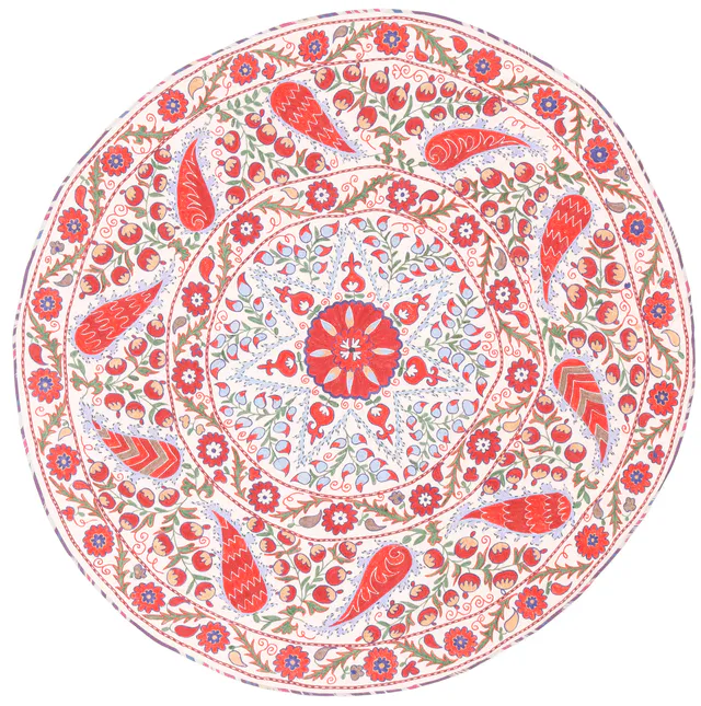 Suzani Uzbek Kilim Round, 150 × 150 cm