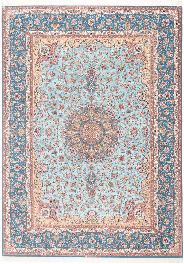 Fine Isfahan Silk Based & Foundation – Signed Ali Nasr, 360 × 257 cm