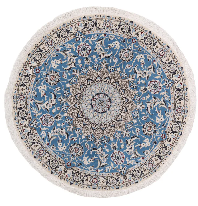 Nain 9 La circular rug with silk highlights, 111 × 111 cm