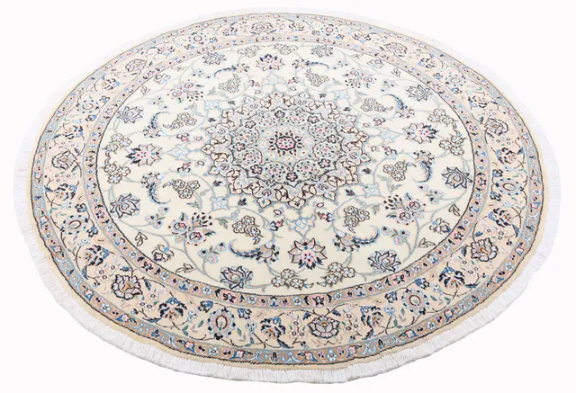 Circular Nain 9 La with silk highlights in Beige, 151 × 151 cm
