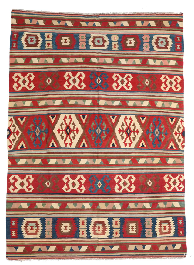 Shirvan Kilim Rug – 9'8 x 7, 299 × 214 cm