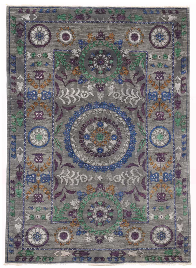 Grey Arts & Crafts Rug, 256 × 180 cm