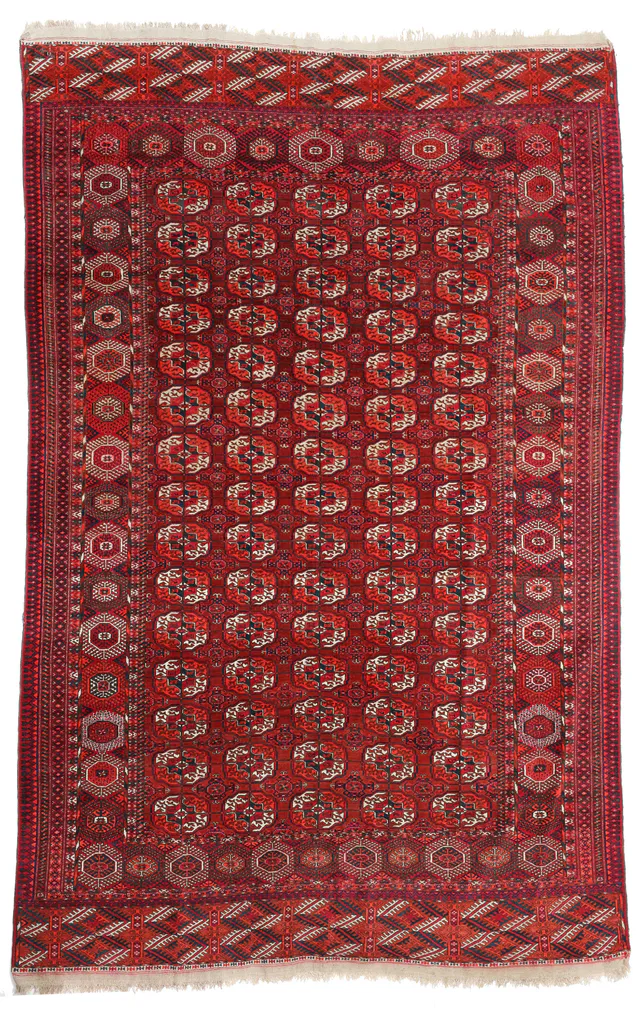 Handknotted Tekke Turkaman Rug – 11'1 x 7, 340 × 214 cm