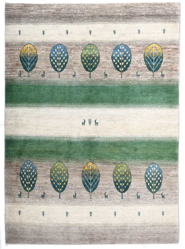 Authentic Gabbeh Rug ( Nature Inspired ), 245 × 181 cm