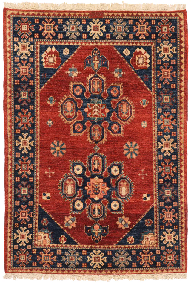 Garous / Ziegler design Rug in Red & Navy, 151 × 103 cm