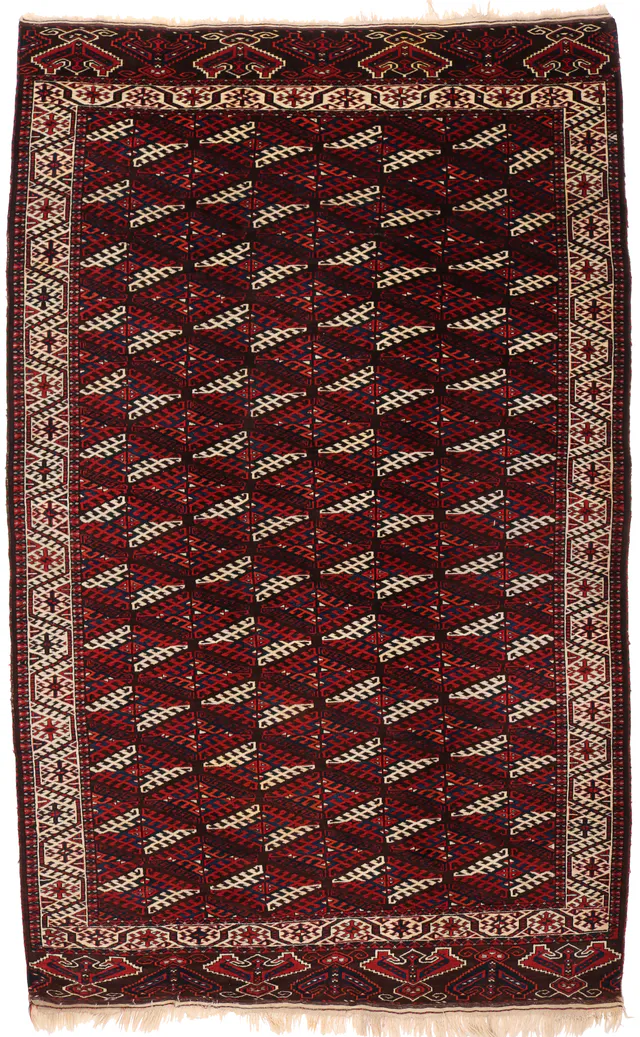 Antique Turkaman Yamut Rug – circa 1910, 330 × 210 cm