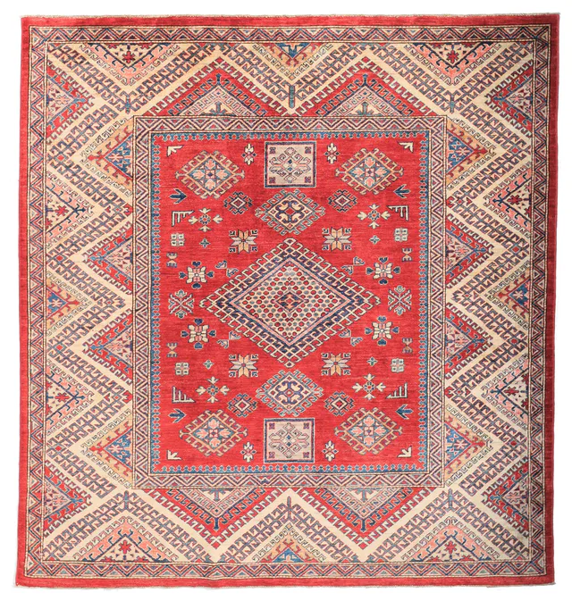 Caucasian Kazak Design Rug in Red, 205 × 194 cm