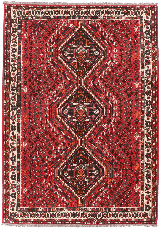 Persian nomadic Shiraz rug, 294 × 209 cm