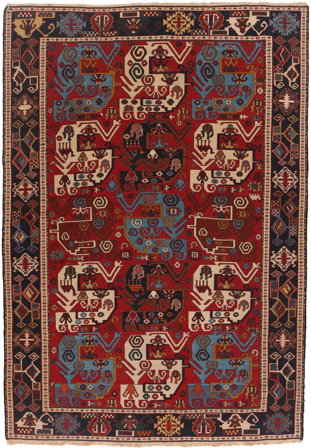 Azerbaijan Verni Soumak Weave Fine Kilim, 293 × 205 cm