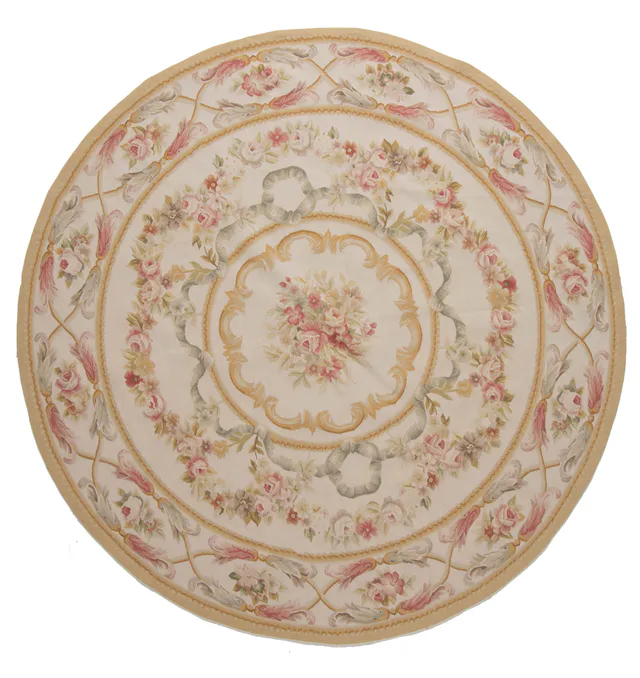 Circular Aubusson Rug, 181 × 181 cm