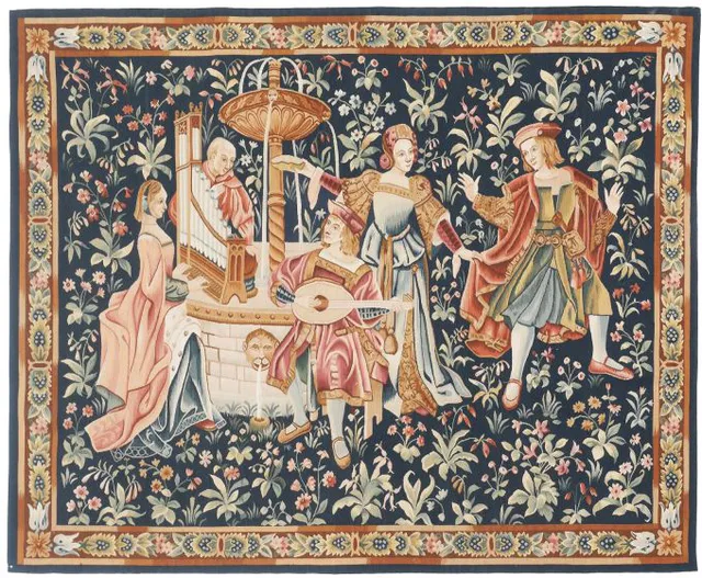 tapestry music by the fountain, 193 × 165 cm