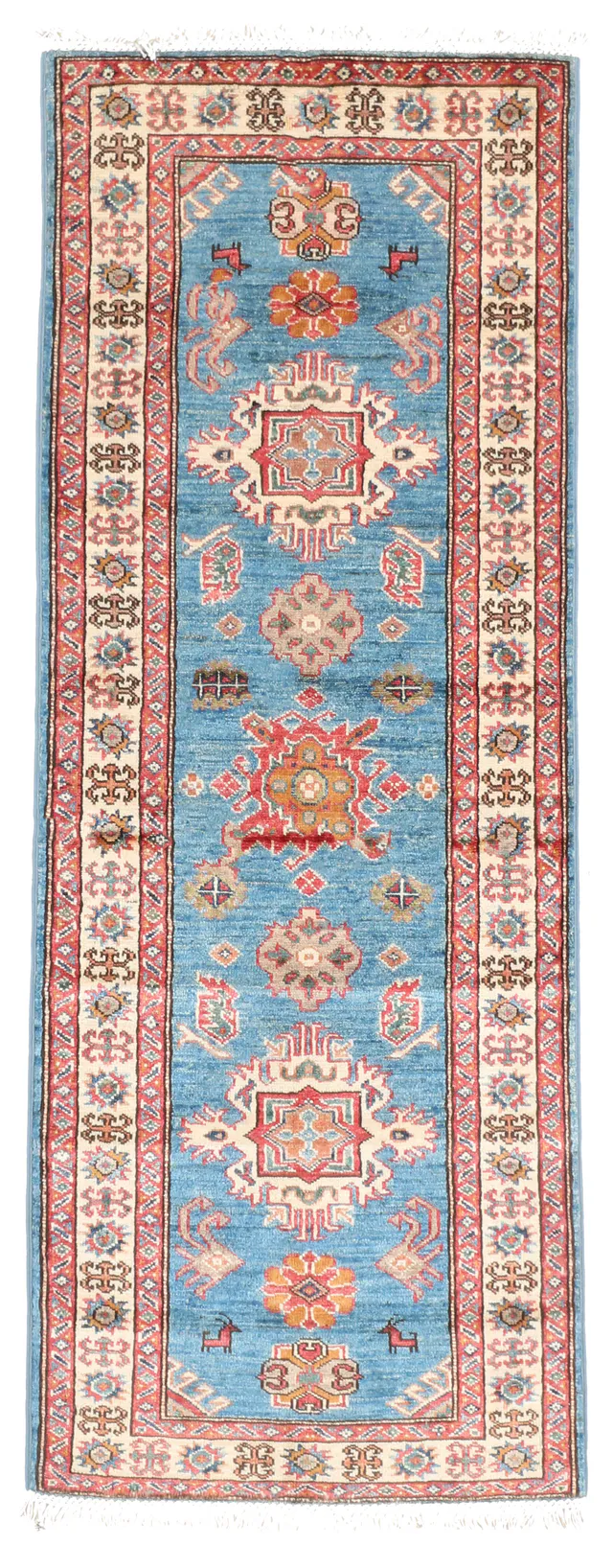 Super Kazak Blue Runner – 6 x 2'2, 183 × 69 cm