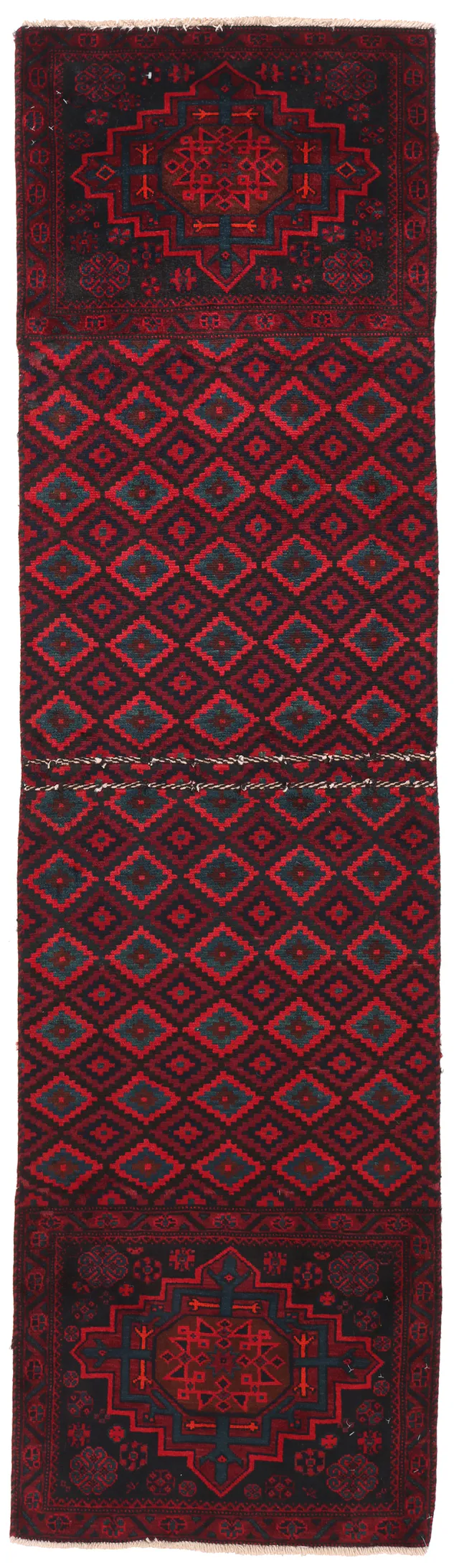 Persian Sirjan patchwork runner, 255 × 70 cm
