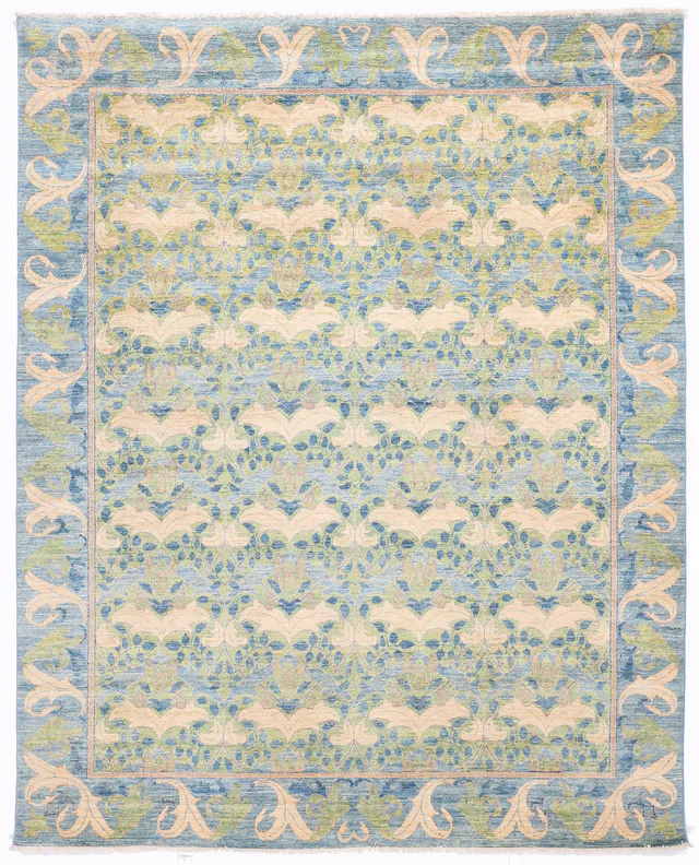 Arts & Crafts in Green & Blue – 9'8 X 8'1, 298 × 246 cm