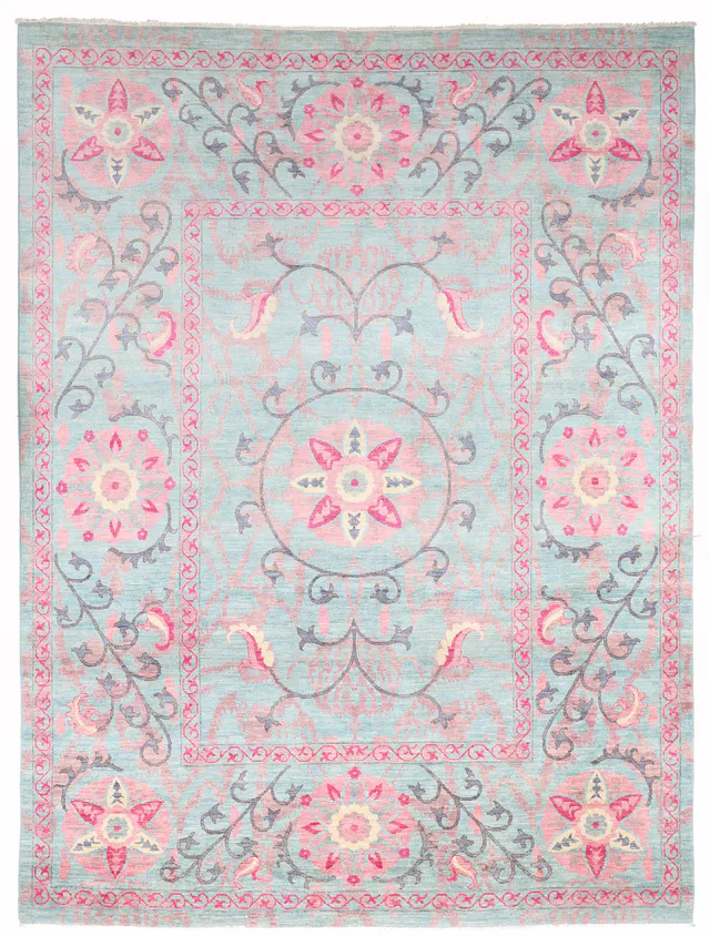 Blue Arts & Crafts Rug – 12 x 8'7, 366 × 268 cm