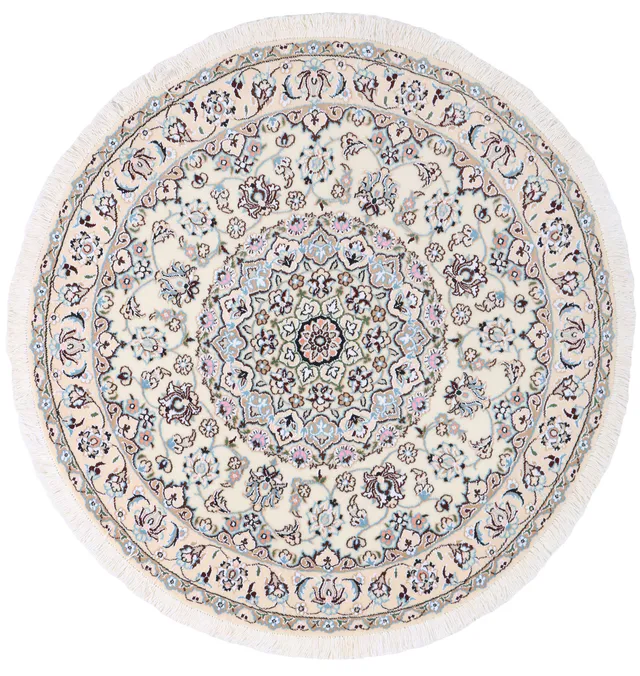 Nain 9 La Circular rug with silk highlights, 115 × 115 cm