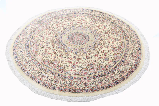 Fine Circular Qum silk signed Persia Qum Ramezani Mogaddam, 198 × 198 cm