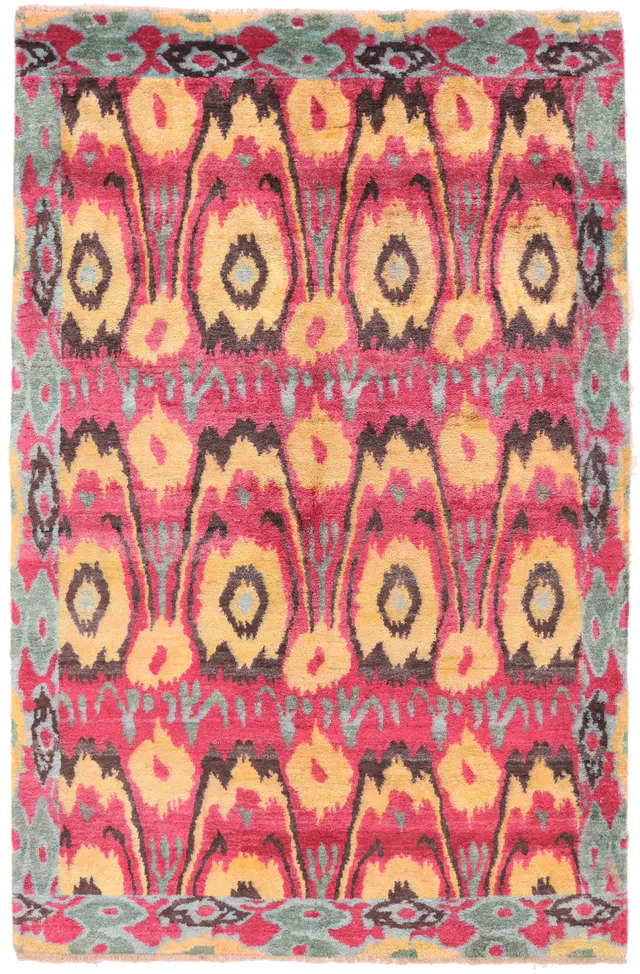 Sari Silk rug – Ikat Design, 251 × 163 cm